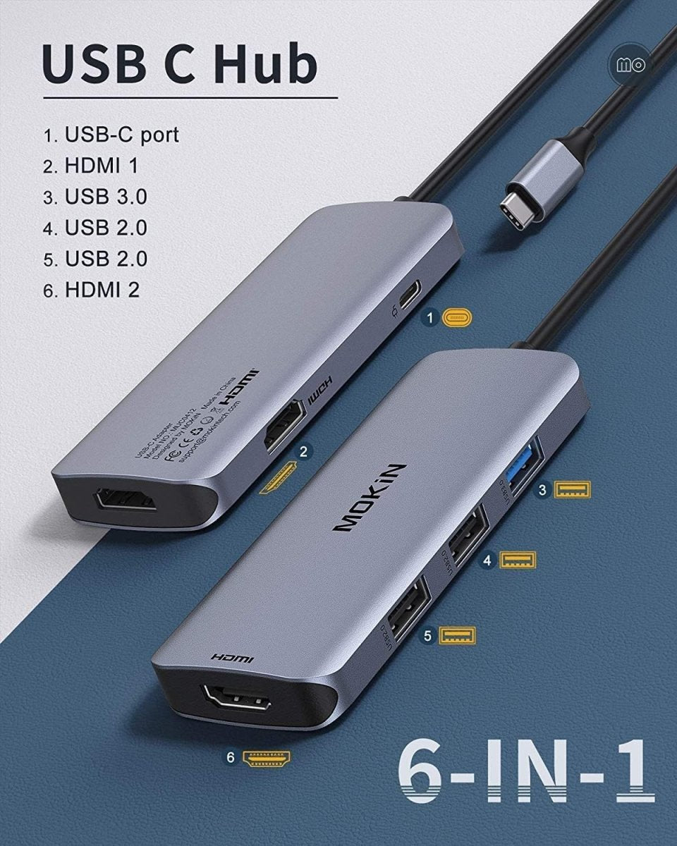 MOKiN USB C Hub Docking Station USB C to Dual HDMI Adapter for Windows Laptops