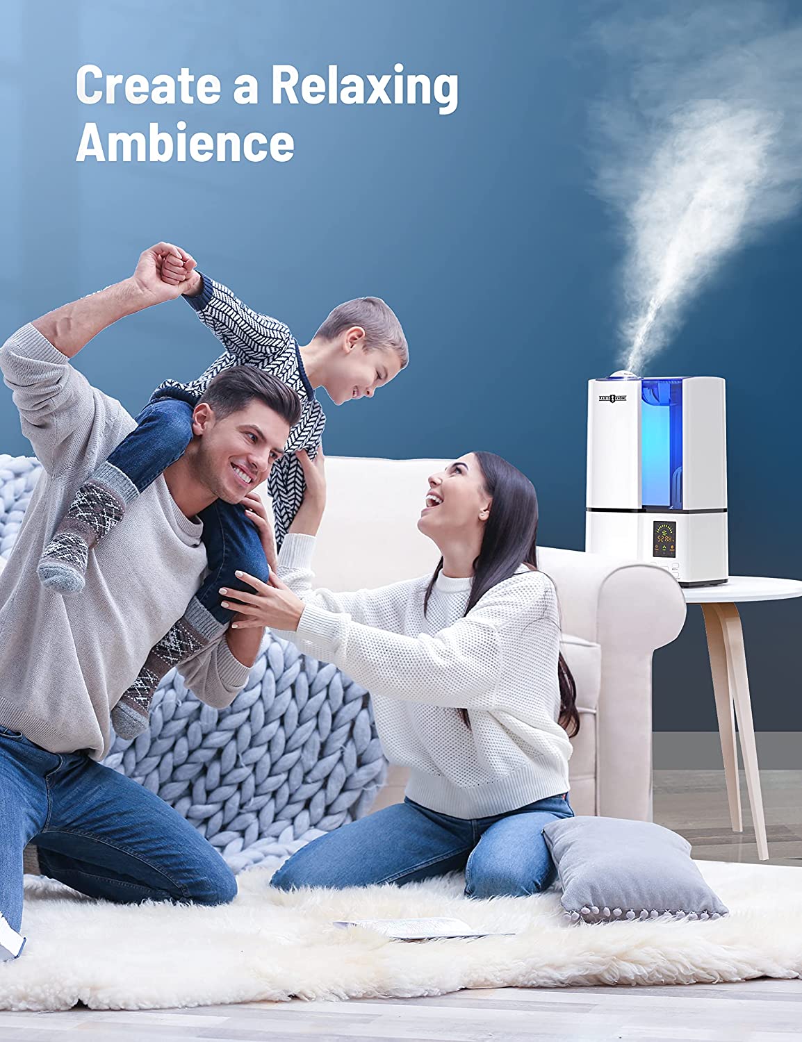 Paris Rhône 4L Cool Mist Humidifier with Humidistat LED Display For Bedroom