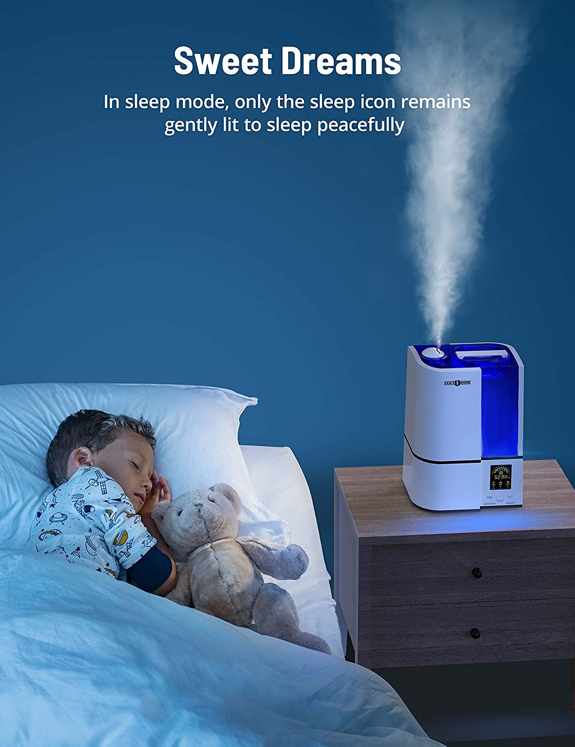 Paris Rhône 4L Cool Mist Humidifier with Humidistat LED Display For Bedroom