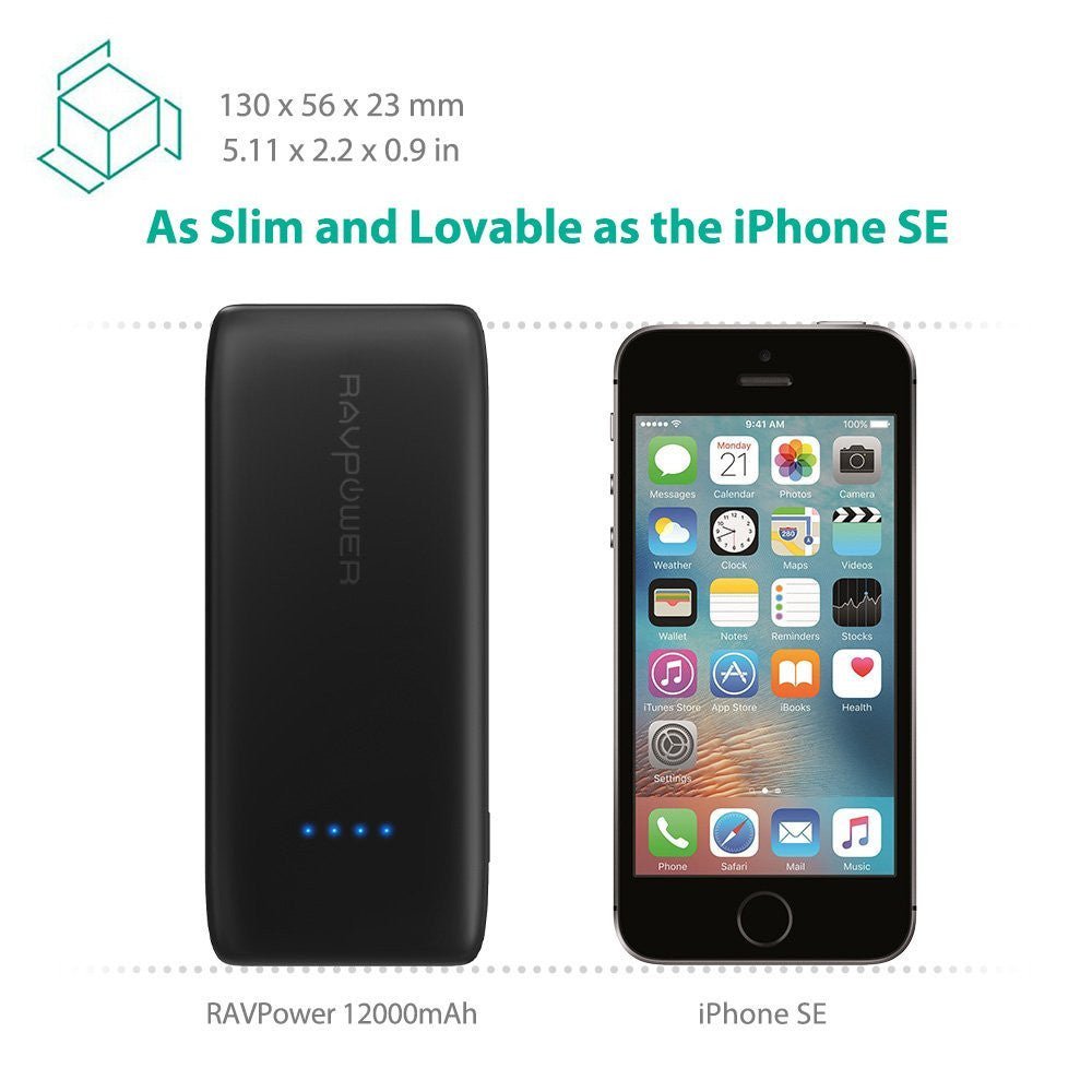 RAVpower 12000mAh 3.4A 2 USB Port Power Bank