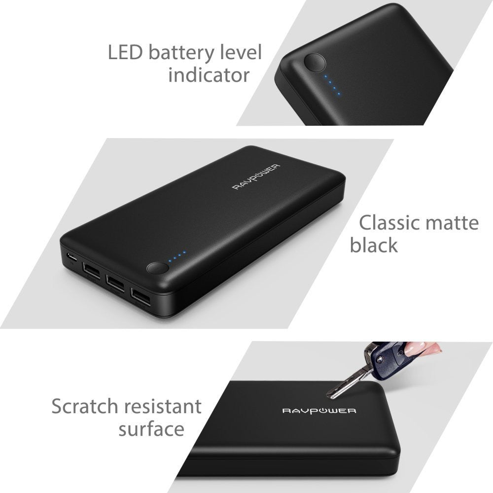 RAVpower 26800mAh 5.5A 3 USB Ports Power Bank