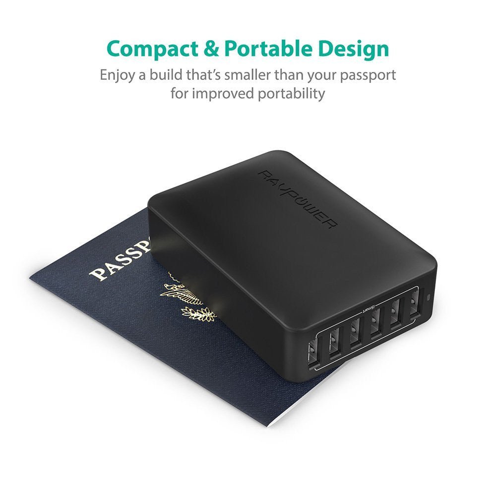 RAVpower 60W 12A 6 USB Port USB Charger
