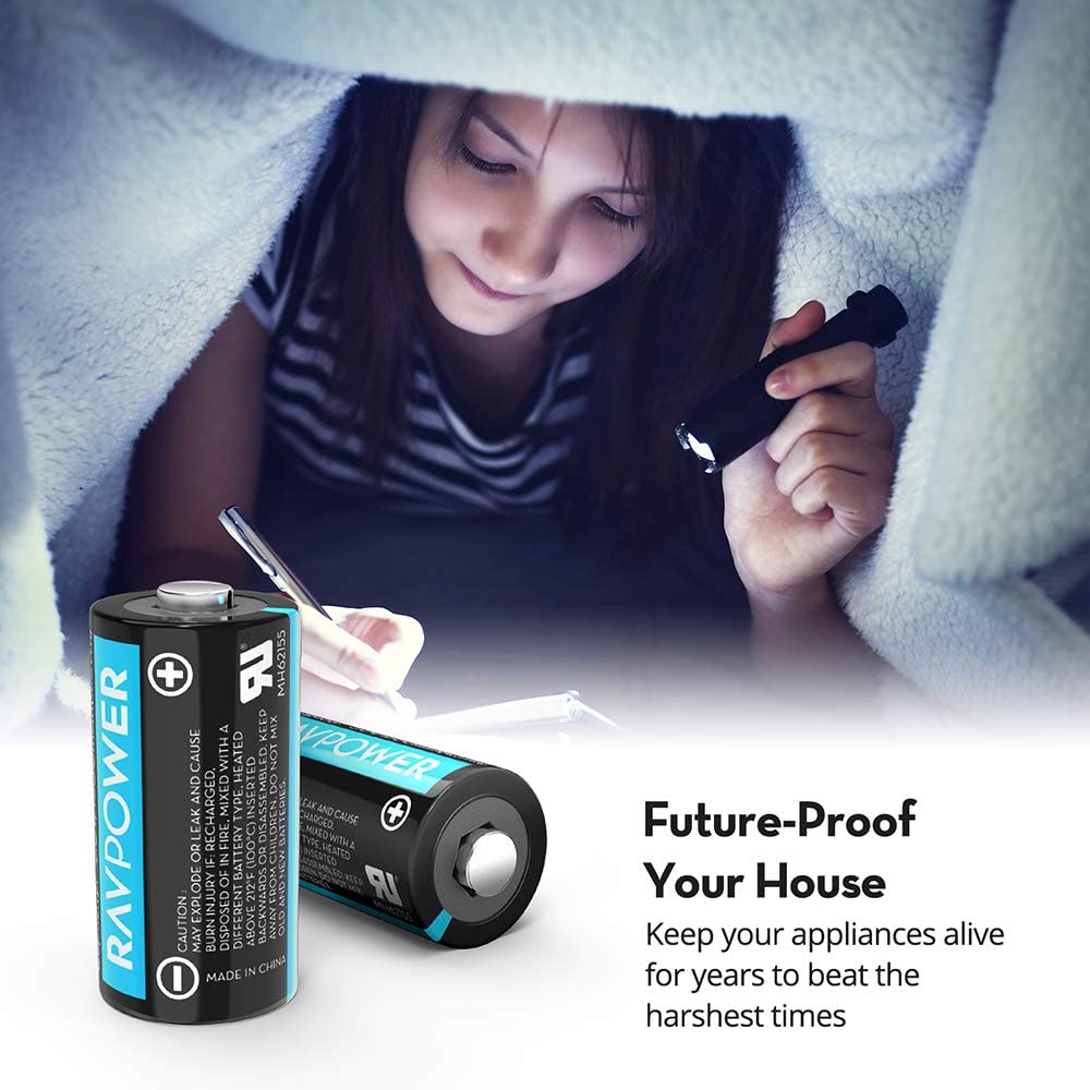 RAVPower CR123A Lithium-ion Batteries 16 Pack 3V 1500mAh Arlo Cameras Flashlight