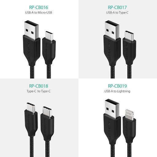 RAVPower Micro USB Cable USB-A Fast Charging Nylon Braided 3ft/0.9m