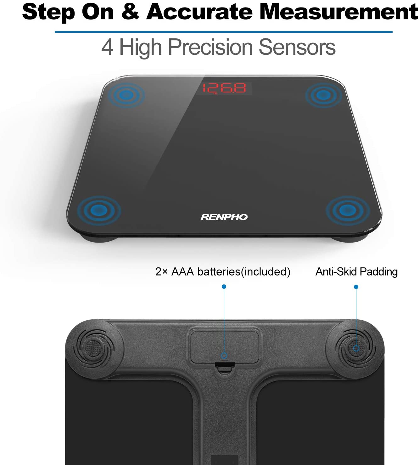 RENPHO Bathroom Scale Digital Weight BMI Smart Weighing Body LED Bluetooth App