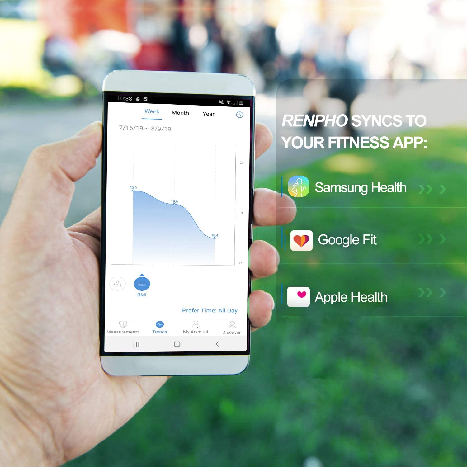 RENPHO Bathroom Scale Digital Weight BMI Smart Weighing Body LED Bluetooth App