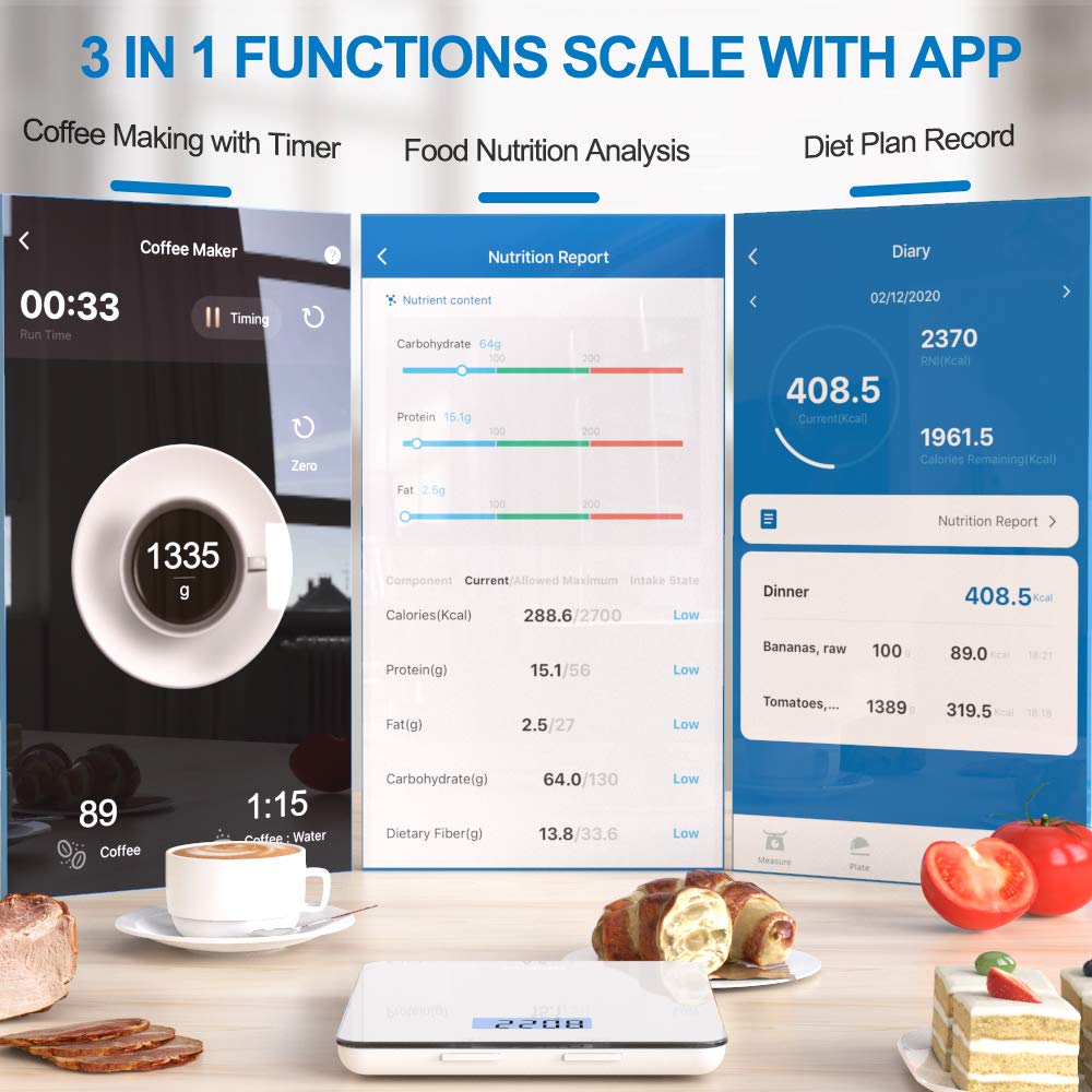 RENPHO Digital Food Scale Kitchen Scale Cooking Nutritional Calculator with App