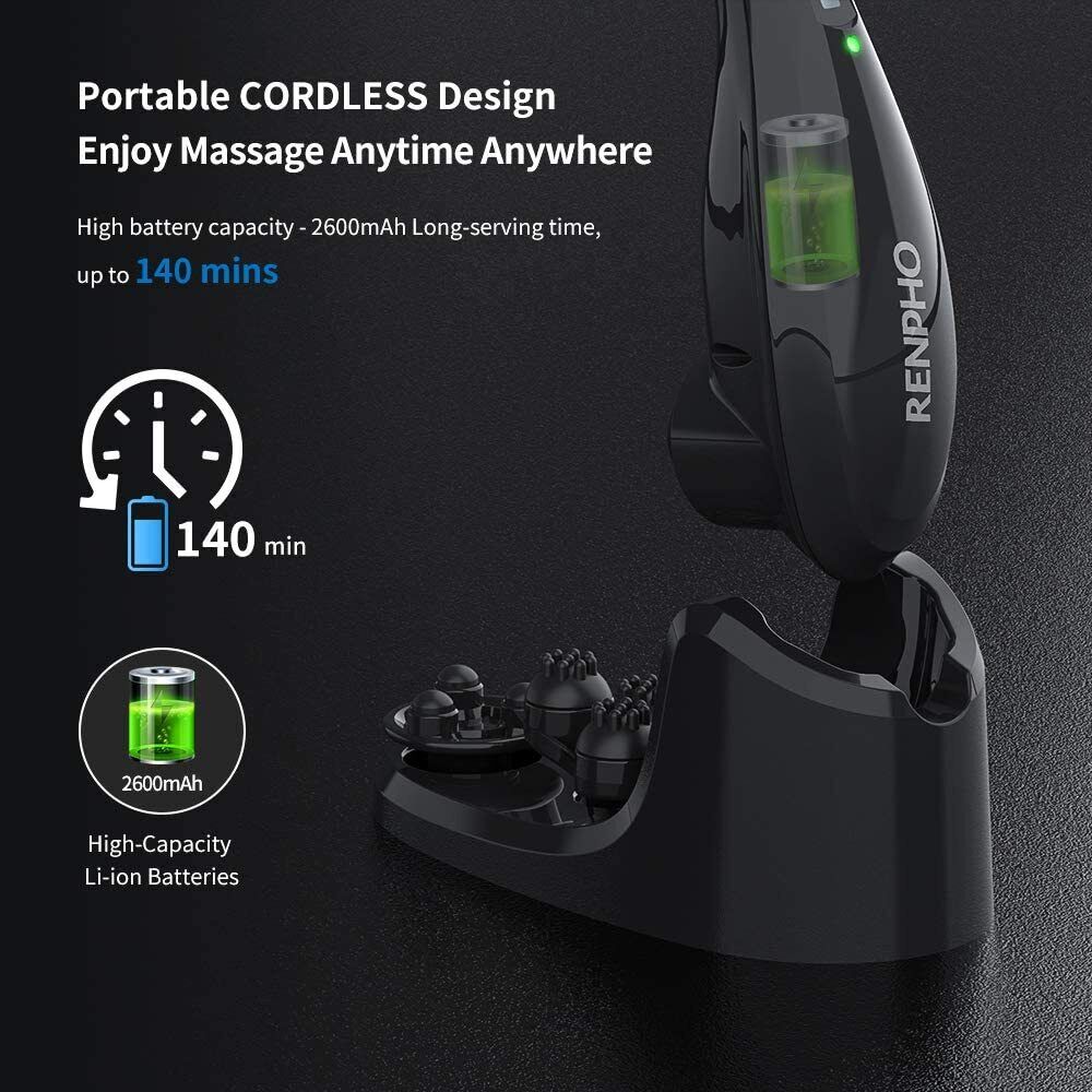 RENPHO Rechargeable Hand Held Deep Massager for Muscles Cordless Body Massage