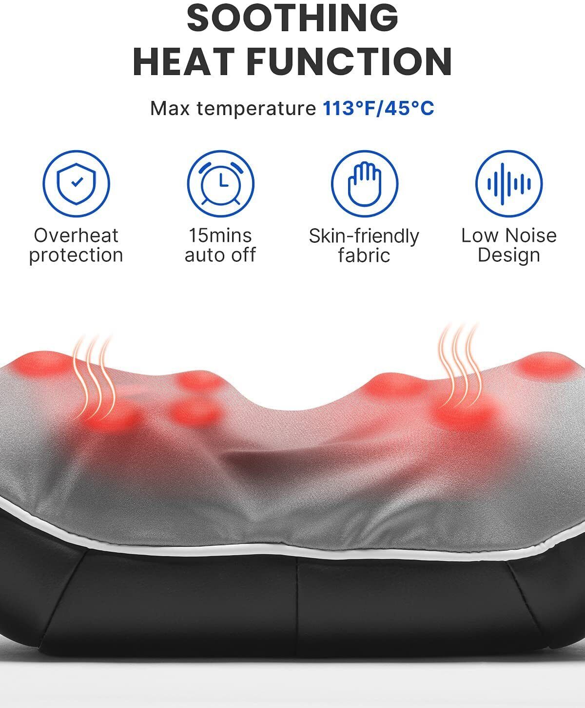 RENPHO Shiatsu Neck and Shoulder Back Massager Vibration Deep Tissue Kneading