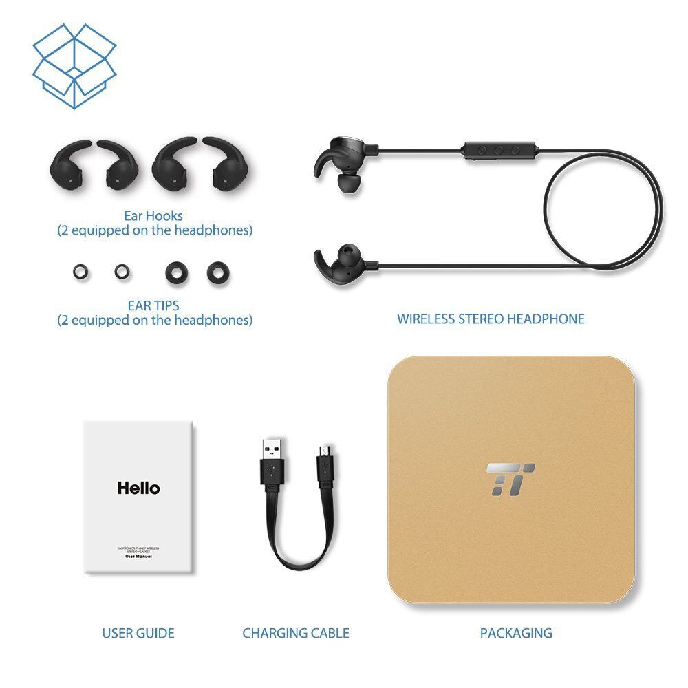 Taotronics BH15 Wireless Bluetooth Earbuds Sports Earphones Headphones Headset