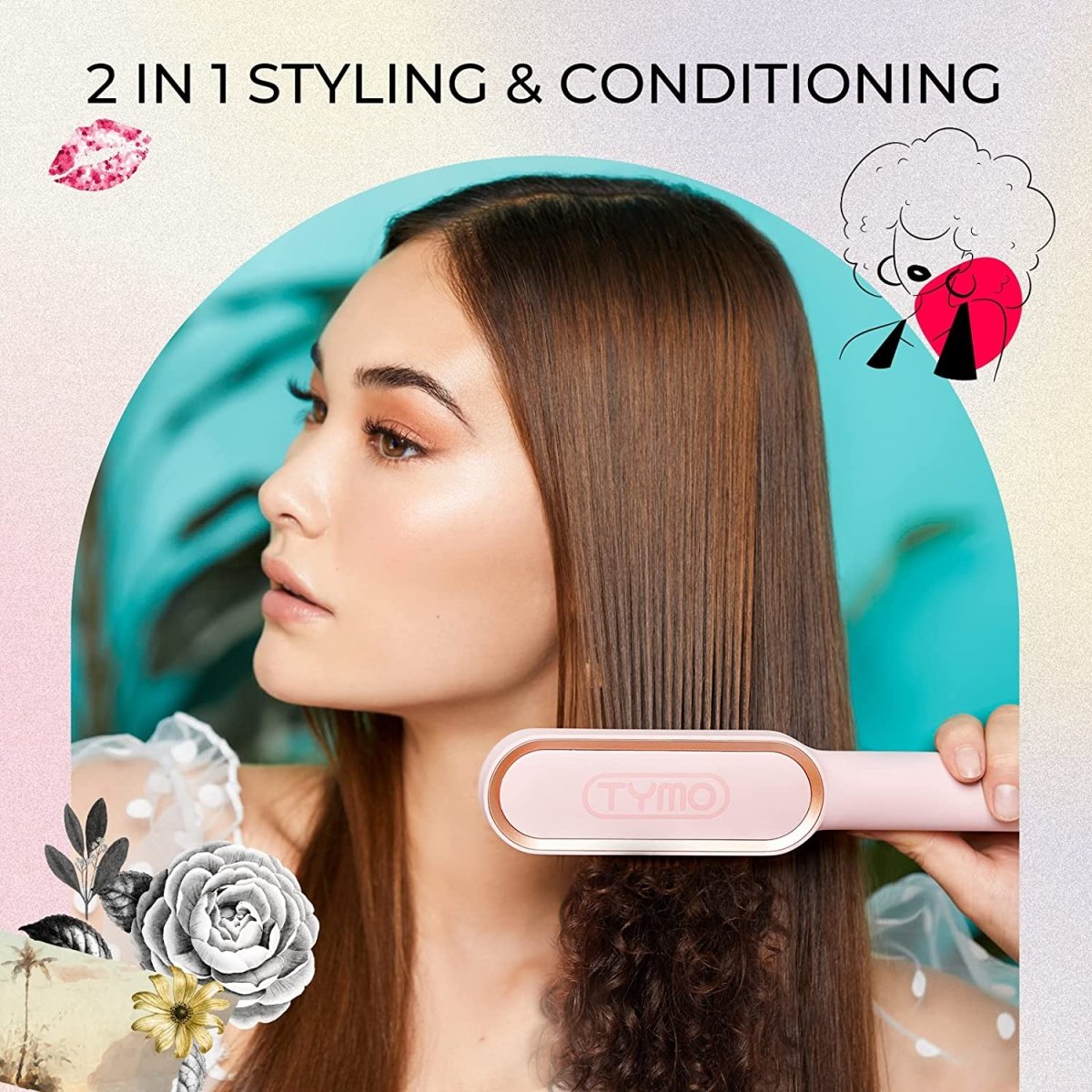 TYMO Hair Straightener Brush Straightening Comb and Iron 5 Temp Limited Edition AU VERSION