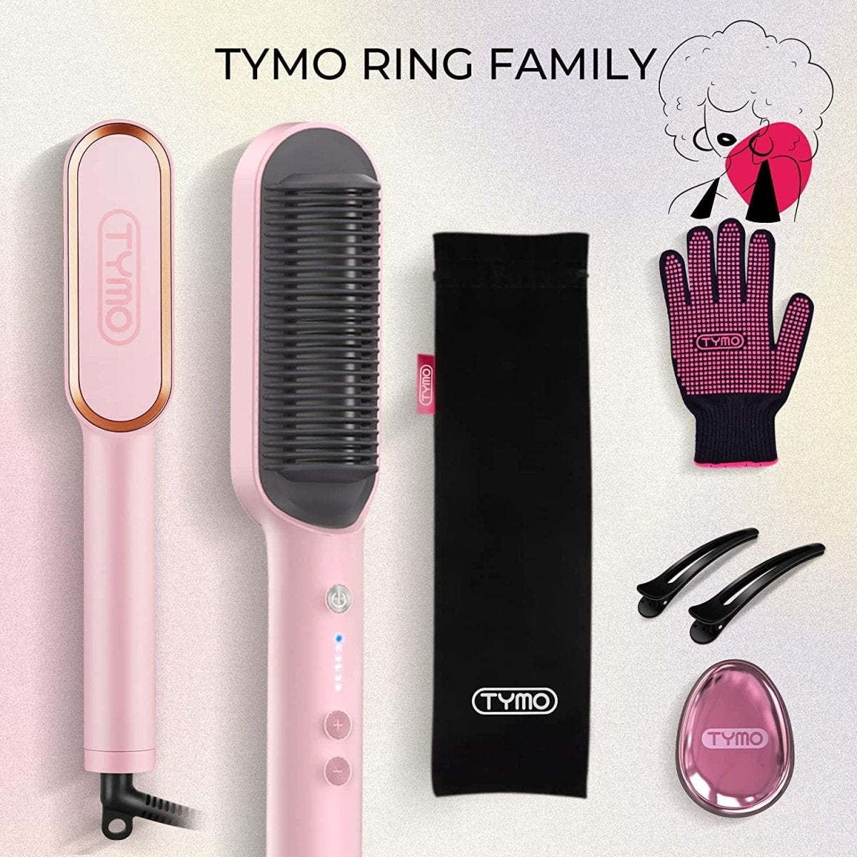 TYMO Hair Straightener Brush Straightening Comb and Iron 5 Temp Limited Edition AU VERSION
