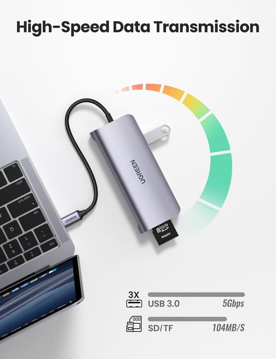 UGREEN USB C 100W PD Hub 9 in 1 4K HDMI Ethernet Charging Adapter Dock Station