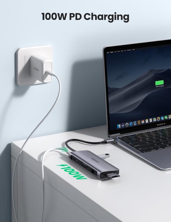 UGREEN USB C 100W PD Hub 9 in 1 4K HDMI Ethernet Charging Adapter Dock Station