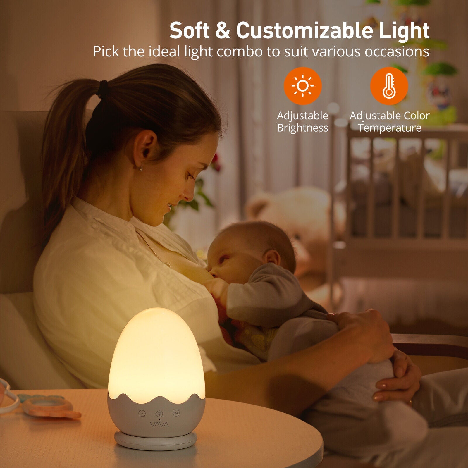 VAVA Night Light for Kids Baby LED Charging Pad Rechargeable Bedside Table Lamp