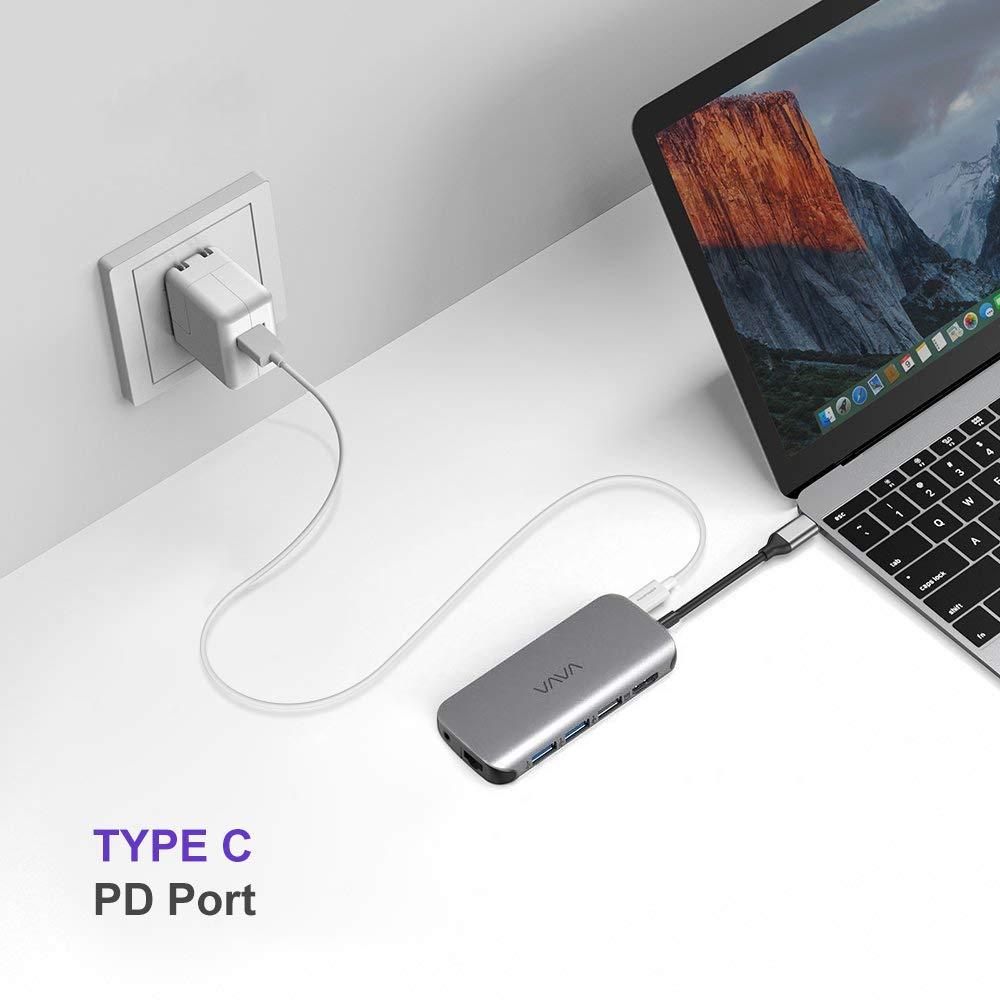 VAVA USB C Hub 9-in-1 Adapter with PD Power Delivery 4K HDMI Gigabit Ethernet