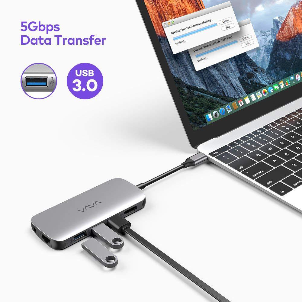 VAVA USB C Hub 9-in-1 Adapter with PD Power Delivery 4K HDMI Gigabit Ethernet