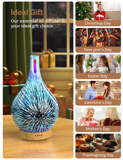 Anjou 3D Glass Essential Oil Diffuser Ultrasonic Aromatherapy Humidifier