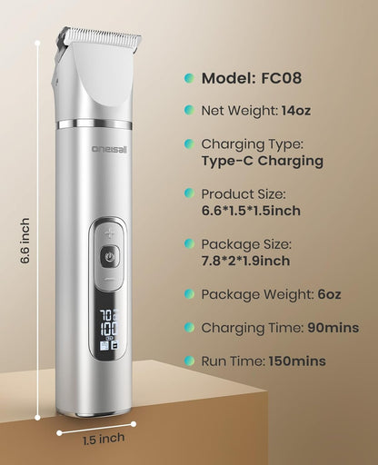 Oneisall 4 in 1 Dog Grooming Kit Rechargeable Cordless Dog Hair Trimmer for Paw Nail Grinder