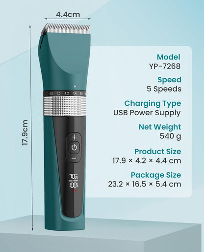 Oneisall Cat Clippers for Matted Hair 5-Speed Quiet Cat Grooming kit Cordless Pet Shaver