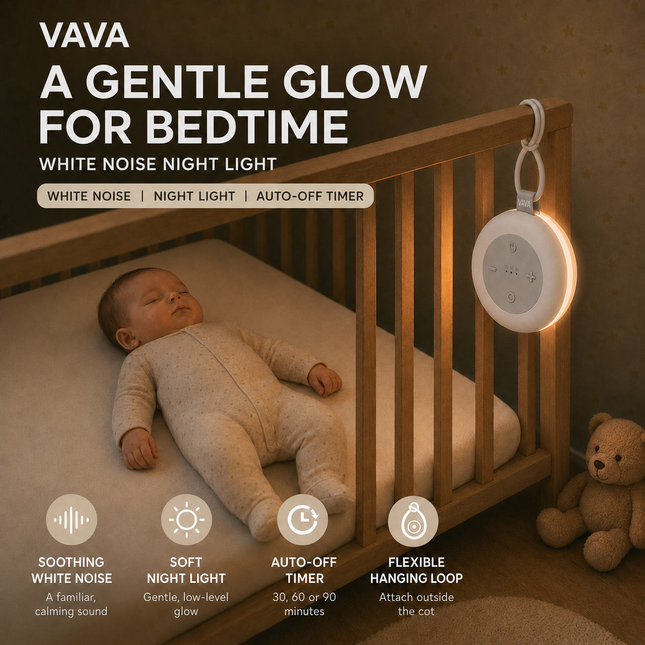 VAVA VA-CL005 Portable White Noise Machine with Night Light