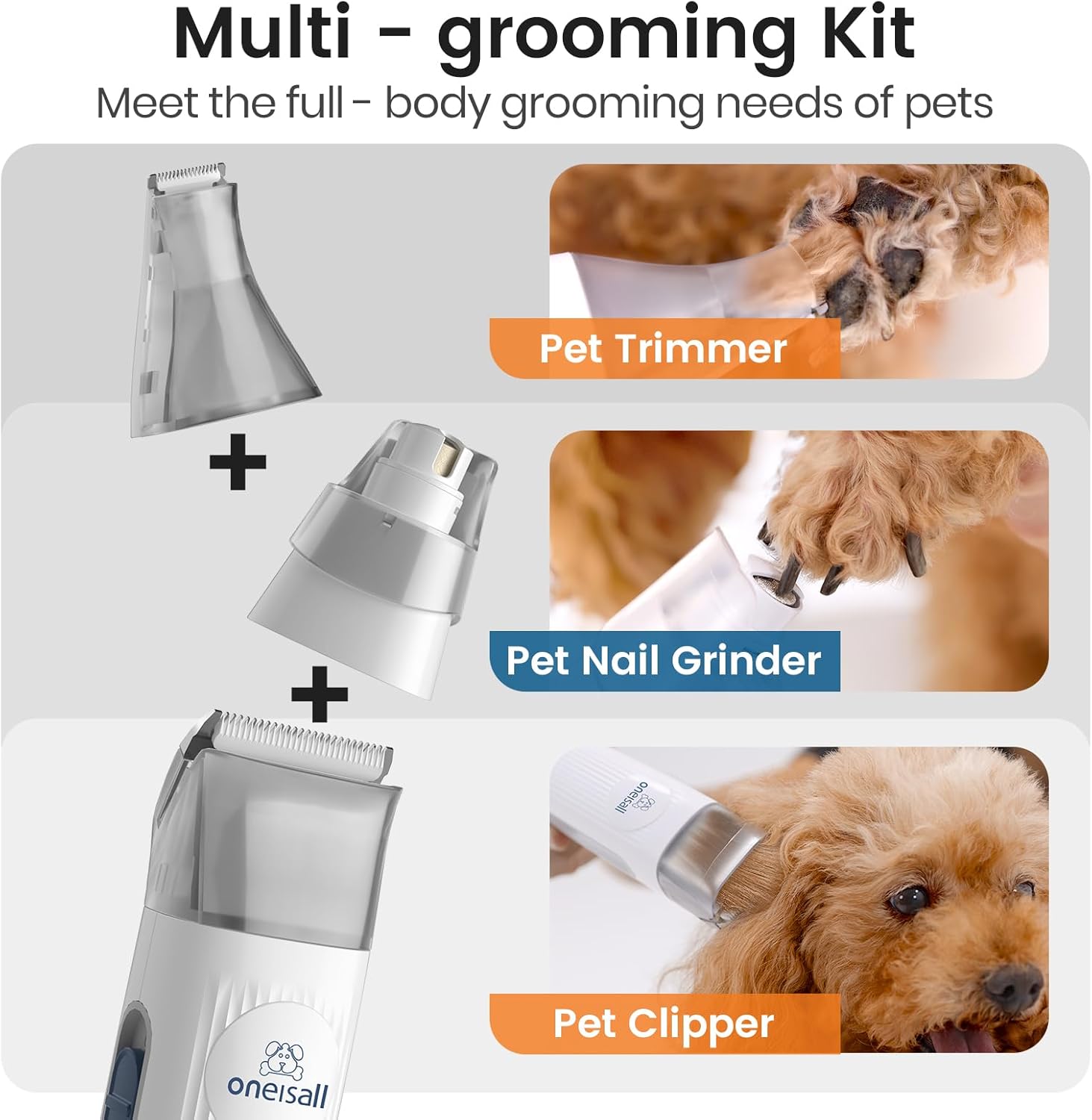 Oneisall Dog Grooming Vacuum Pet Grooming Vacuum with Clipper Nail Grinder AU Version