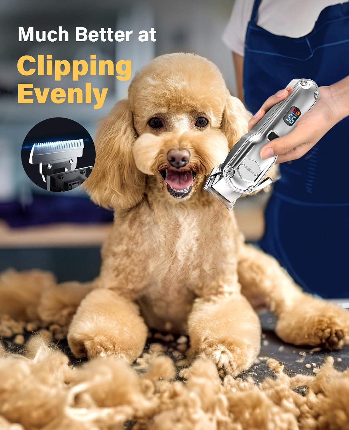 Oneisall Dog Clippers and Paw Trimmer 2-in-1 Set IPX7 Waterproof Dog Grooming Kit