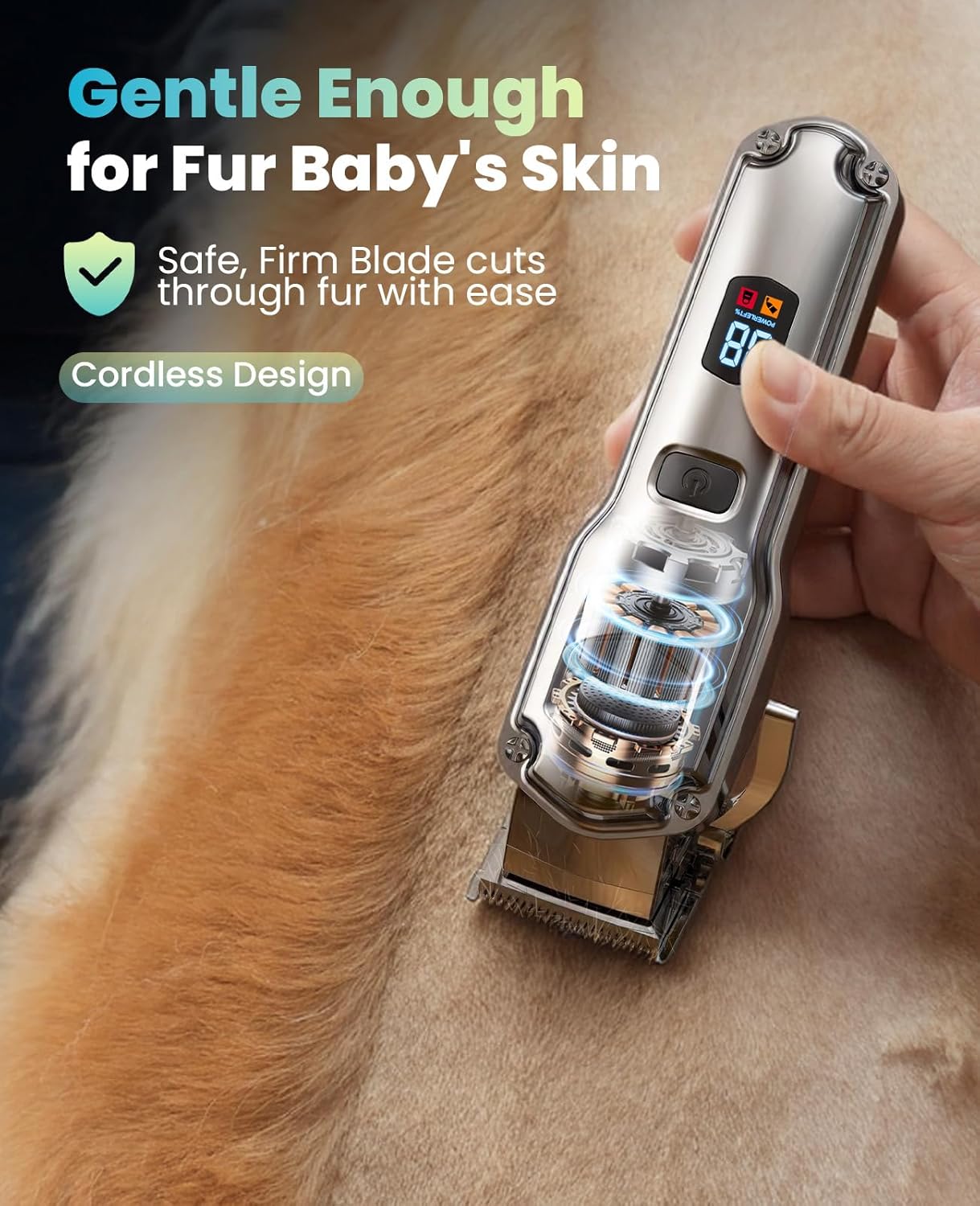 Oneisall Dog Clippers for Grooming Rechargeable Cordless Pet Shaver for Thick Heavy Coats Low Noise