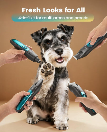 Oneisall Dog Clippers &amp; Paw Trimmer 4 in 1 Grooming Kit Cordless Silent Pet Shaver