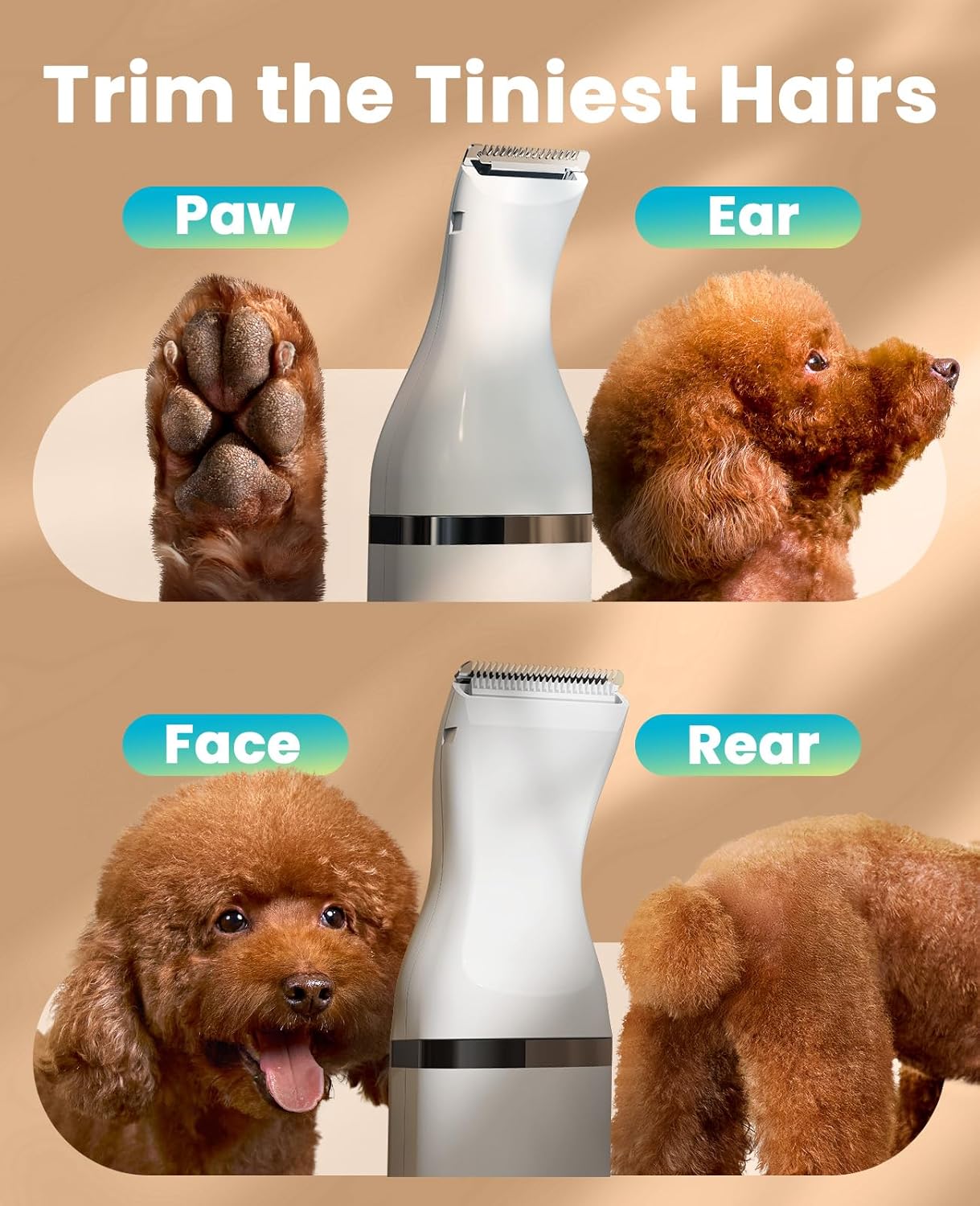 Oneisall Dog Clippers with Double Blades Cordless Small Pet Hair Grooming Trimmer Low Noise