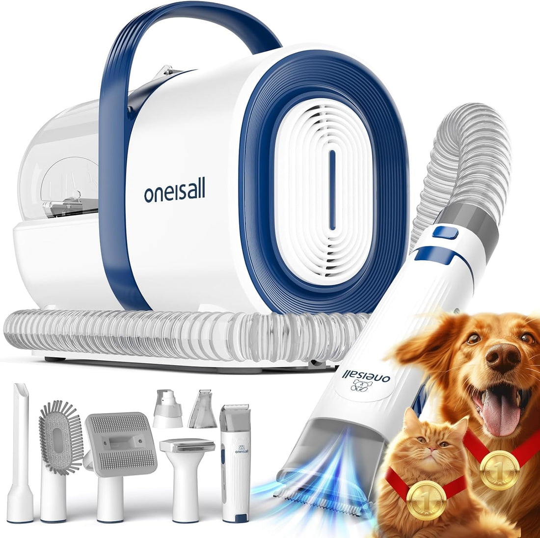 Oneisall Dog Grooming Vacuum Pet Grooming Vacuum with Clipper Nail Grinder AU Version
