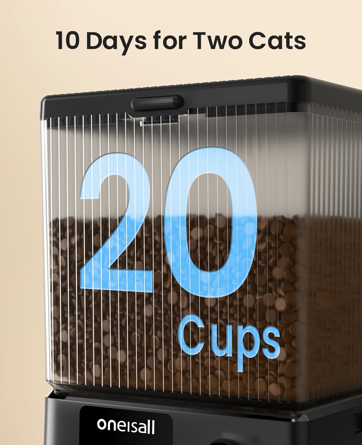 Oneisall Automatic Cat Feeder with 5G WiFi Automatic Pet Food Dispenser for 2 Cats