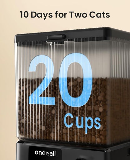 Oneisall Automatic Cat Feeder with 5G WiFi Automatic Pet Food Dispenser for 2 Cats