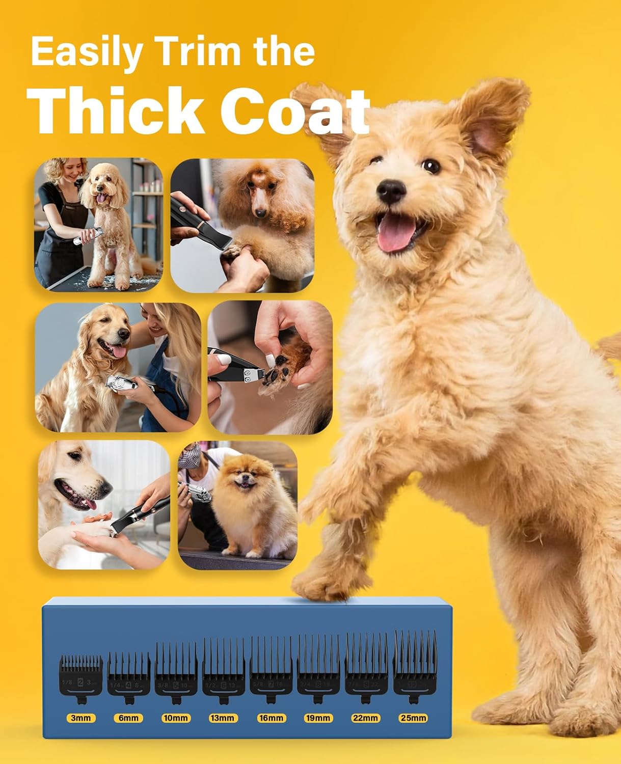 Oneisall Dog Clippers and Paw Trimmer 2-in-1 Set IPX7 Waterproof Dog Grooming Kit