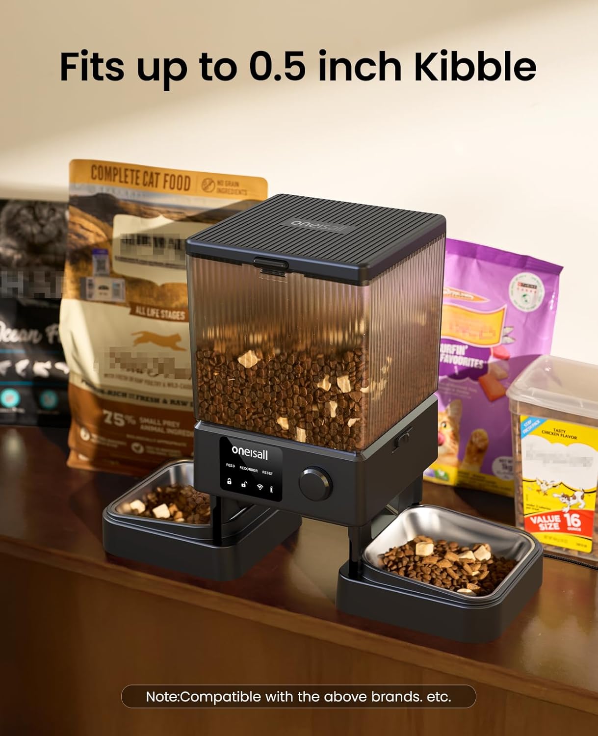 Oneisall Automatic Cat Feeder with 5G WiFi Automatic Pet Food Dispenser for 2 Cats