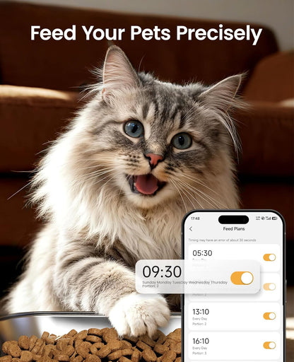 Oneisall Automatic Cat Feeder with 5G WiFi Automatic Pet Food Dispenser for 2 Cats