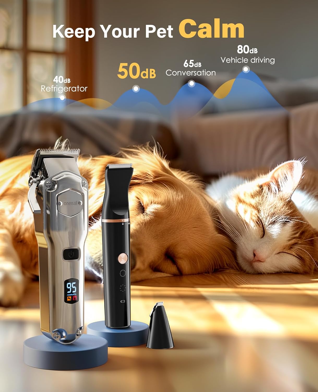Oneisall Dog Clippers and Paw Trimmer 2-in-1 Set IPX7 Waterproof Dog Grooming Kit