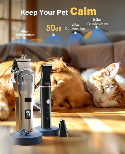 Oneisall Dog Clippers and Paw Trimmer 2-in-1 Set IPX7 Waterproof Dog Grooming Kit