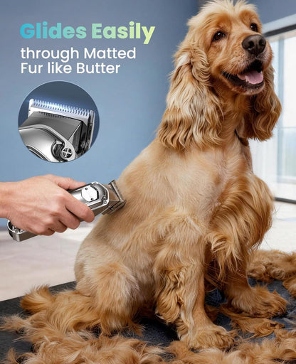 Oneisall Dog Clippers for Grooming Rechargeable Cordless Pet Shaver for Thick Heavy Coats Low Noise