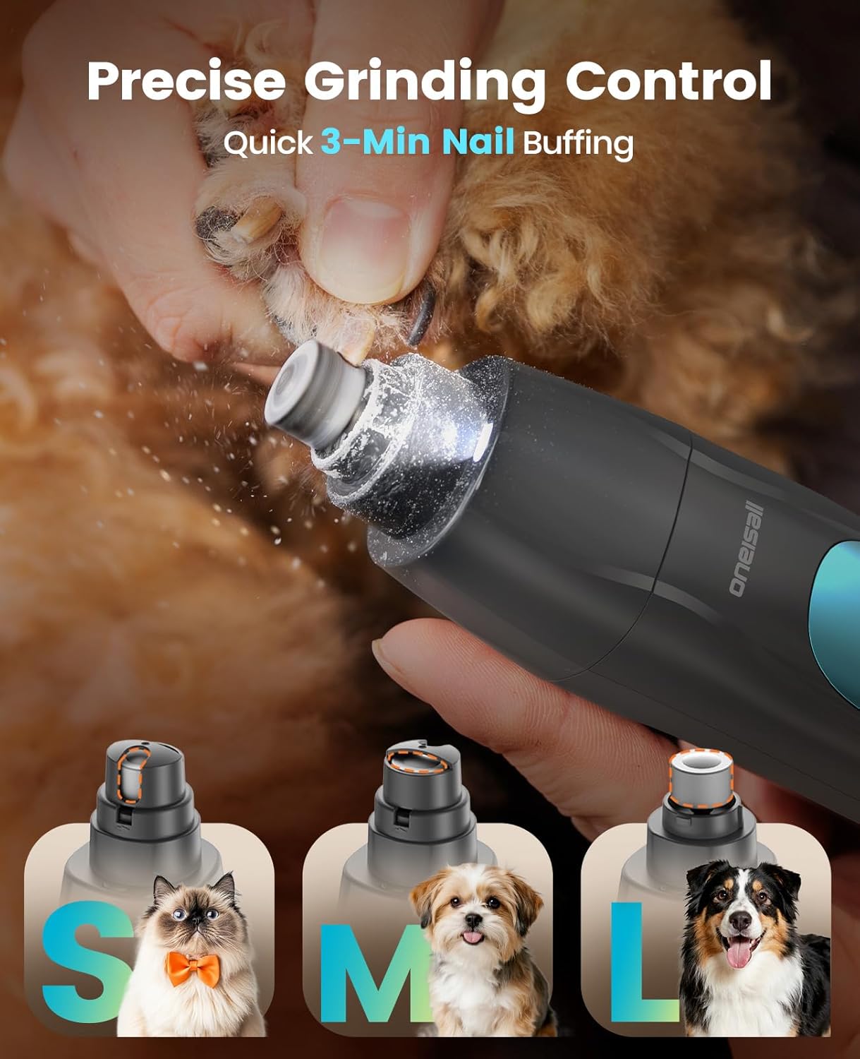 Oneisall Dog Clippers &amp; Paw Trimmer 4 in 1 Grooming Kit Cordless Silent Pet Shaver