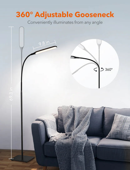 Taotronics LED Floor Lamp Dimmable Standing Tall Pole Light Adjustable Gooseneck