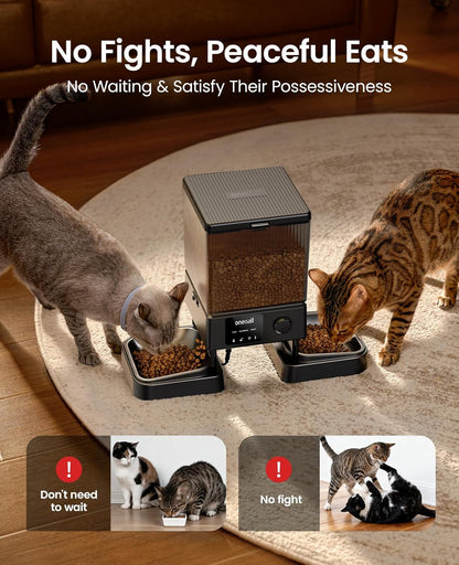 Oneisall Automatic Cat Feeder with 5G WiFi Automatic Pet Food Dispenser for 2 Cats