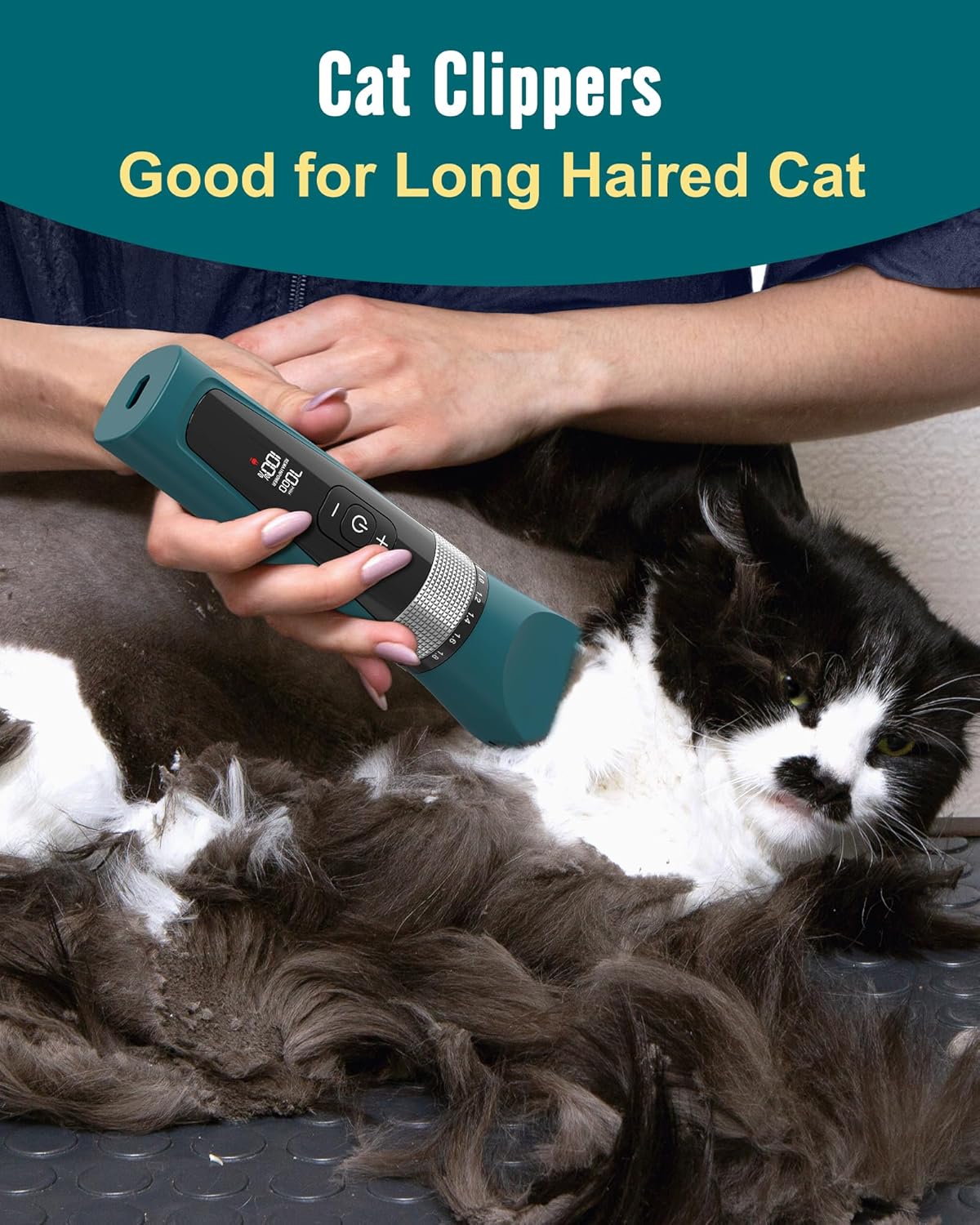 Oneisall Cat Clippers for Matted Hair 5-Speed Quiet Cat Grooming kit Cordless Pet Shaver