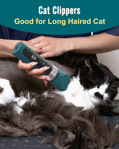Oneisall Cat Clippers for Matted Hair 5-Speed Quiet Cat Grooming kit Cordless Pet Shaver