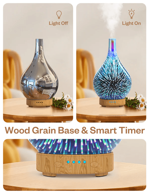 Anjou 3D Glass Essential Oil Diffuser Ultrasonic Aromatherapy Humidifier