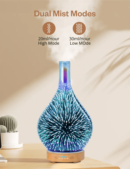 Anjou 3D Glass Essential Oil Diffuser Ultrasonic Aromatherapy Humidifier
