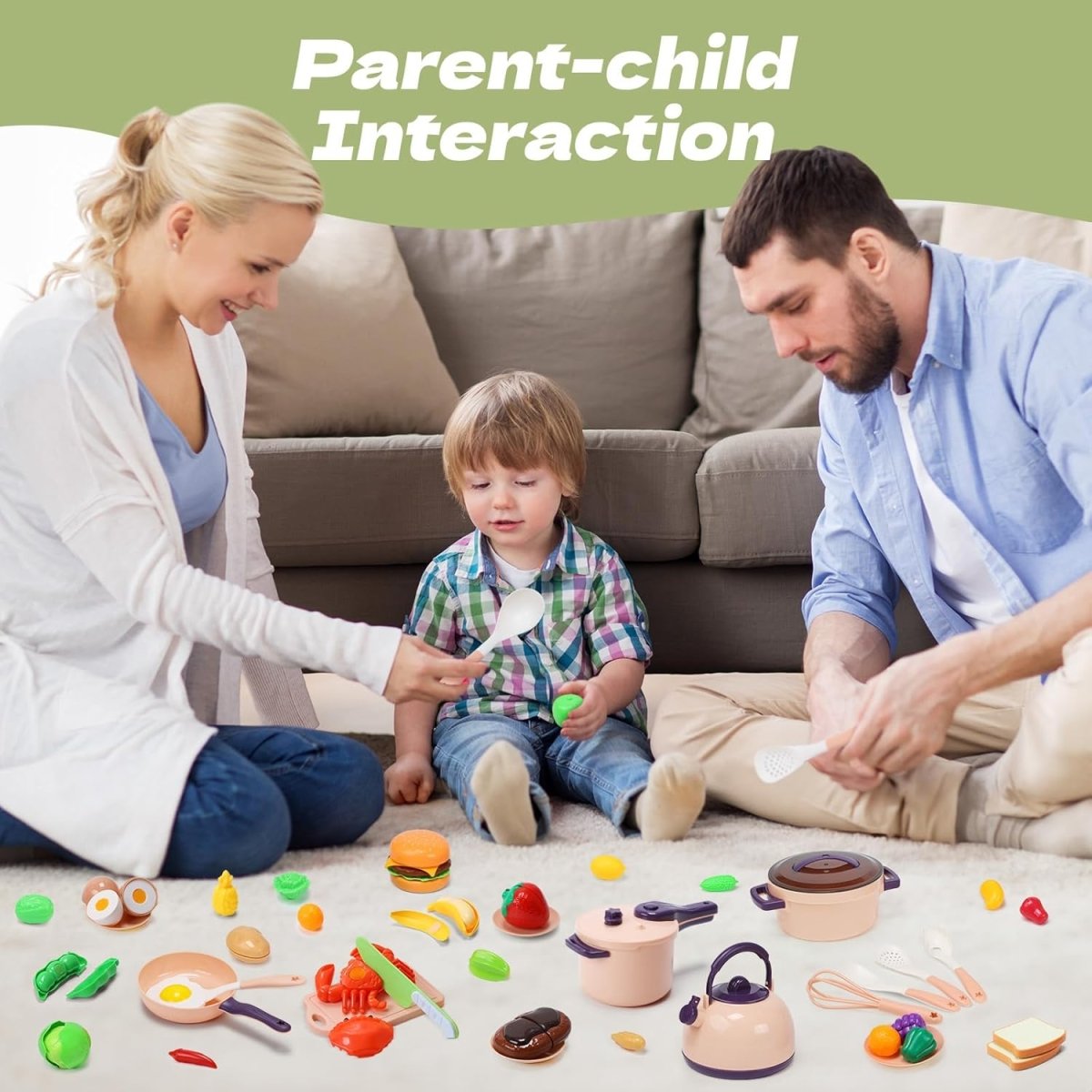 CUTE STONE 51-Piece Mini Play Kitchen Accessories Toy Pretend Cooking Playset