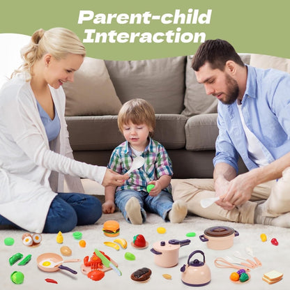 CUTE STONE 51-Piece Mini Play Kitchen Accessories Toy Pretend Cooking Playset