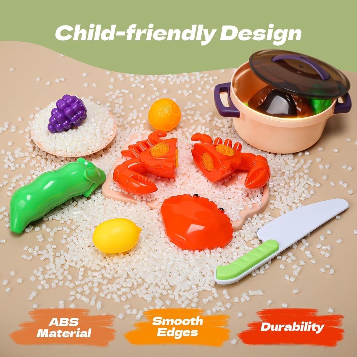 CUTE STONE 51-Piece Mini Play Kitchen Accessories Toy Pretend Cooking Playset