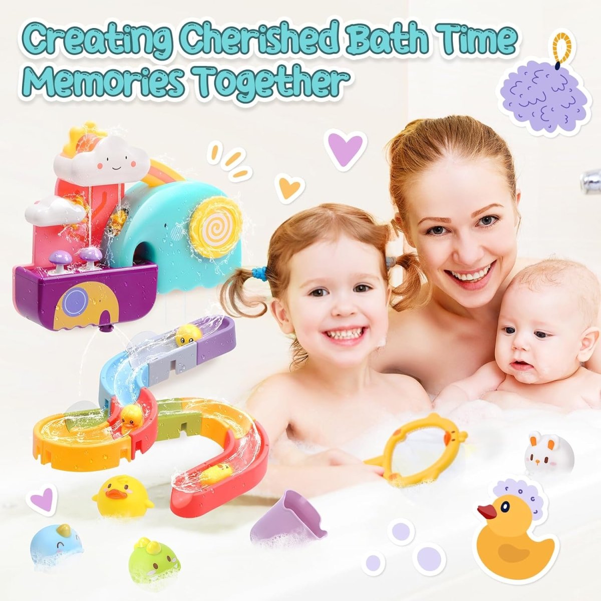 CUTE STONE Baby Bath Toys Floating Squirting Bathtub Toy Toddler Shower Playset